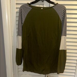 Tickled Teal Olive Green Top